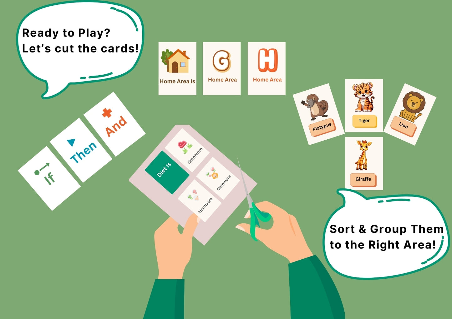 Algorithm Zoo: A Cut-and-Play Card Game to Learn AI and Logic